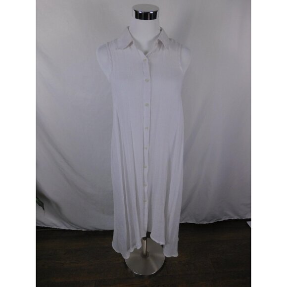Mlle Gabrielle Shirt Dress Womens Small White Sleeveless Button Front Maxi - Picture 1 of 10